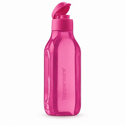 Tupperware Garrafa Eco Tupper Quadrada Plus 1 litro Rosa Beijo
