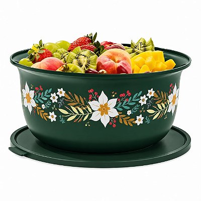 Tupperware Tigela Aloha Folhas de Ouro 7,5 litros Verde Escuro