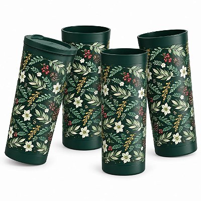 kIT Tupperware Copo 470ml Folhas de Ouro Verde 4 peças