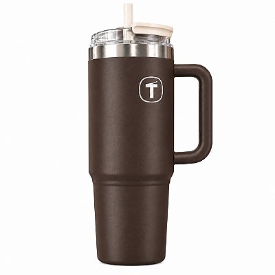Tupperware Copo Térmico Big T com Canudo 1,1litro Marrom Brownie