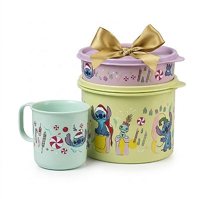 Kit Tupperware Stitch Natal 3 peças