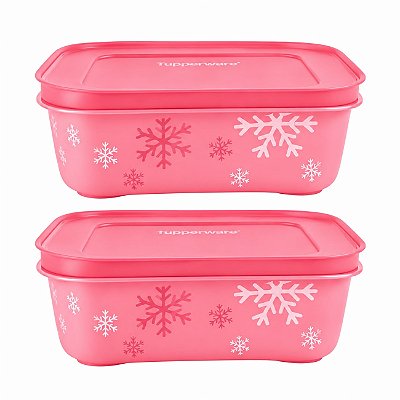 Kit Tupperware Freezer Line 450ml Rosa Beijo 2 peças