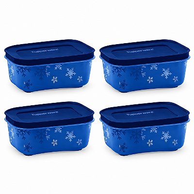 Kit Tupperware Freezer Line 450ml Azul Mar Profundo 4 peças