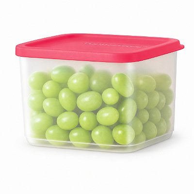 Tupperware Refri Line Quadrado 1 litro Transparente e Rosa