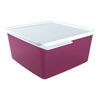 Tupperware Basic Line 2,5 Litros Rosa Tampa Branca