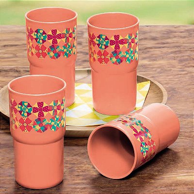 Tupperware Copo Colors Fuxico 350ml 4 Peças