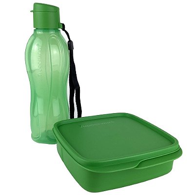 Tupperware Eco Tupper Plus 500ml + Basic Line com Divisórias 550ml Verde kit 2 Peças