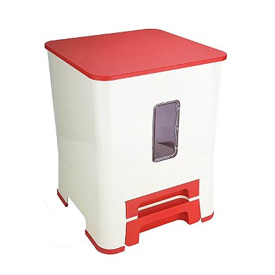 Tupperware Rice Dispenser Arroz 10kg Conserva e Mede Vermelho