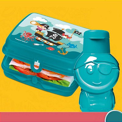 Tupperware Eco Kids 350ml + Porta Sanduíche Pirata Kit 2 Peças