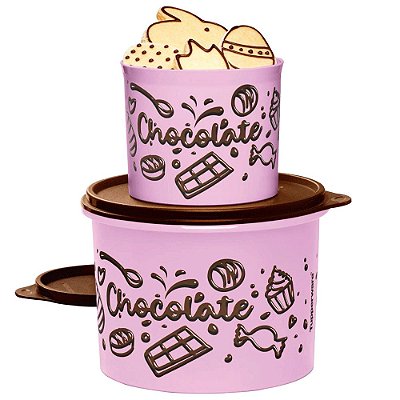 Tupperware Caixa 1,7 Litro + Redondinha 500ml Loucos por Chocolate Kit 2 Peças