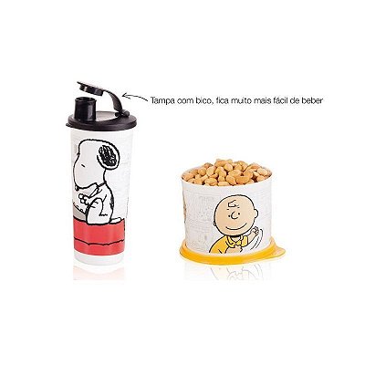 Tupperware Kit Snoopy Par Perfeito Copo + Redondinha Charlie Brown 2 peças