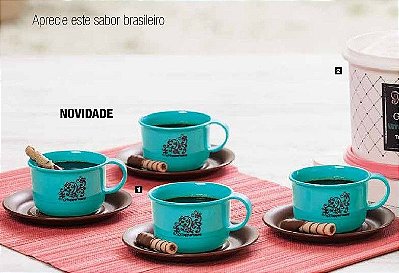 Tupperware Xícaras com Pires 150 ml Verde Kit 4 Peças