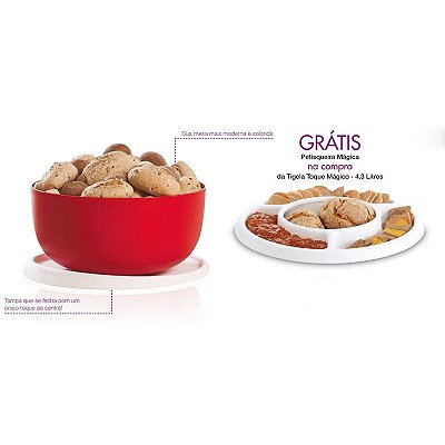 Tupperware Tigela Toque Mágico 4,3 litros + Petisqueira Mágica Grátis