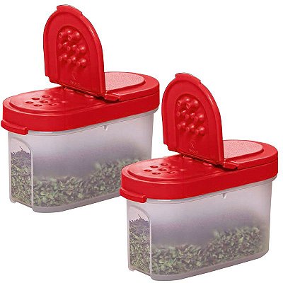 Tupperware Porta Temperos Pequeno 100ml Vermelho Kit 2 Peças