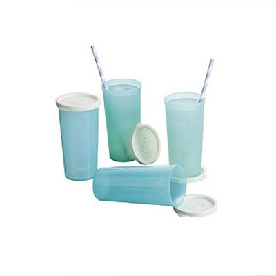 Tupperware Jogo de Copos 265ml Azul Claro kit 4 peças