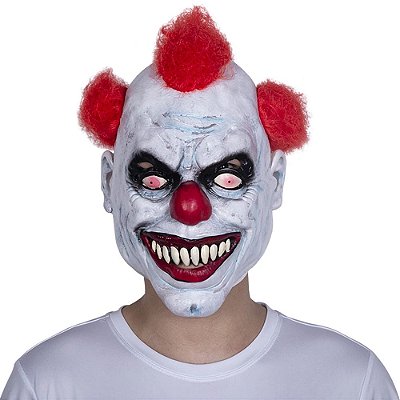 Máscara Palhaço Joker Assassino com cabelo vermelho
