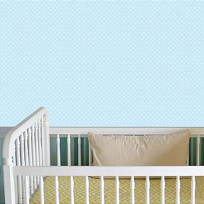 Papel de Parede Adesivo Poá Azul-Bebê 45cm
