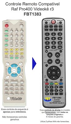 Controle Remoto Compatível RAF Videokê PRO 400 Vermelho FBT1383