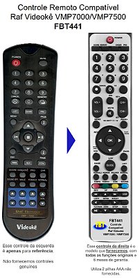 Controle Remoto Compatível - RAF Videokê Vmp  7000 7500 (BINGO) FBT441
