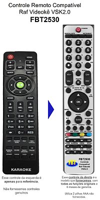 Controle Remoto Compatível RAF Videokê VSK. 2.0 FBT2530