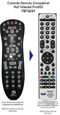 Controle Remoto Compatível RAF KARAOKE PRO 850 FBT2231