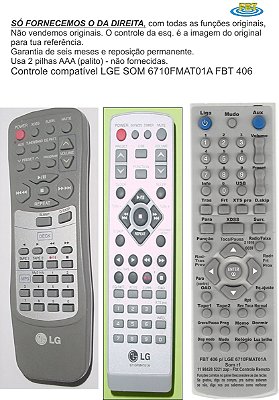 Controle Remoto Compatível - LG Som 6710fmat01a Lm-u1050a/d/x 101 FBT406