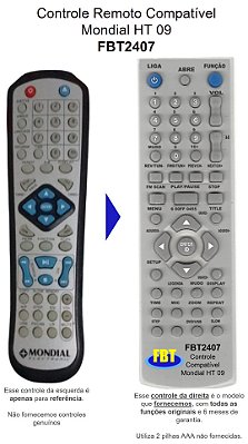 Controle Remoto Compatível - Mondial Ht09 Ht 09 FBT2407