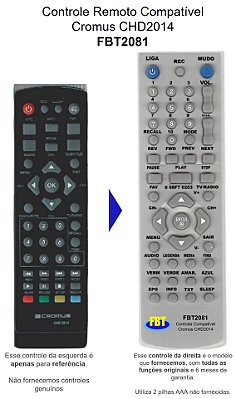 Controle Compatível Cromus TV Digital Chd2014 FBT2081