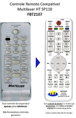 Controle Compatível Multilaser Hometheater SP110 FBT2107