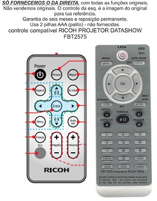 Controle Remoto Compatível RICOH projetor 1306X FBT2575