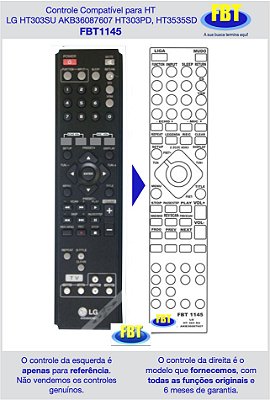 Controle Compatível para HT LG HT303SU AKB36087607 HT303PD, HT3535SD FBT1145