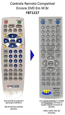 Controle Compatível para DVD Encore Electronics 11 FBT1227