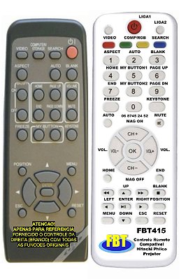 Controle Compatível para projetor Hitachi R003 FBT415