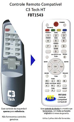 Controle Remoto Para Som C3 Tech B511me Fbt 1543