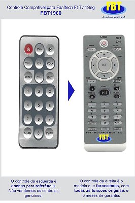 Controle Compatível Com Faaftech Tv 1Seg Isdb Auto Fbt 1960