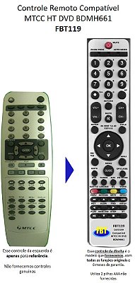 Controle Remoto Compatível - MTCC BDMH 661 Home THEATER