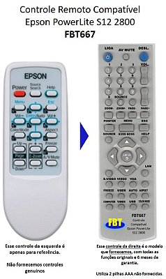 Controle Compatível para Projetor Epson S3 S4 EMP FBT667