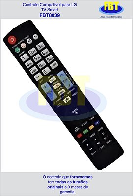 Controle Compatível para LG TV Smart FBT8039
