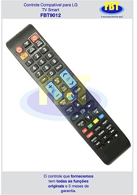 Controle Compatível para TV Samsung Smart FBT9012