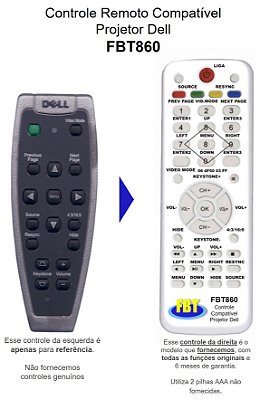 Controle Compatível para Projetor Dell 1100MP 1200MP 1800MP 2400MP FBT860