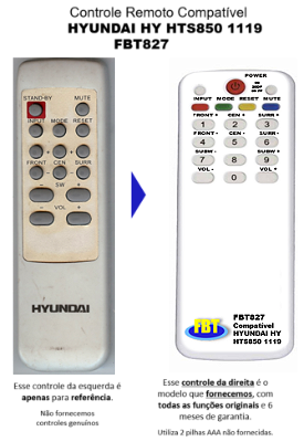 Controle Compatível para HT Hyundai HY-HTSP850 FBT827