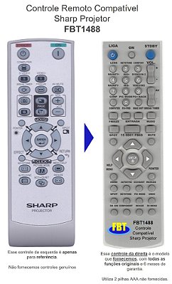 Controle Compatível para Projetor Sharp XR30 32S 32X 55 PG F212X F312X FBT1488