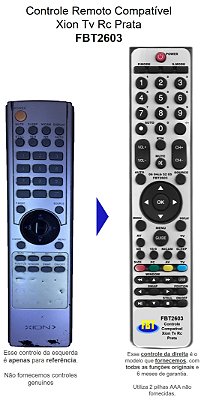 Controle Compatível para LCD TV XION  Xion Prateado FBT2603