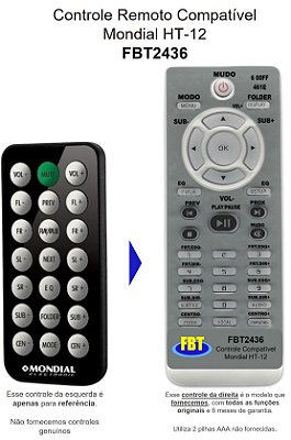 Controle Compatível para HT Mondial Home Theater HT-12 FBT2436