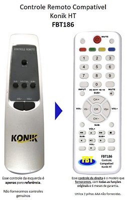 Controle Compatível para HT Konik KK70W AV502 FBT186