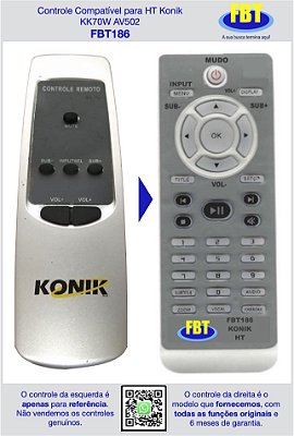 Controle Compatível para HT Konik KK70W AV502 FBT186