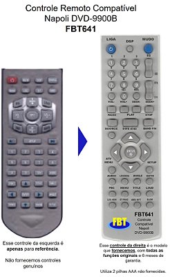 Controle Compatível para DVD Automotivo Napoli DVD-9900B NPL9901 9975 DVD/TV 7780GPS BT 7780GPS FBT641