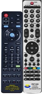 Controle Remoto Compatível RAF Videokê PRO 750 Preto FBT1385