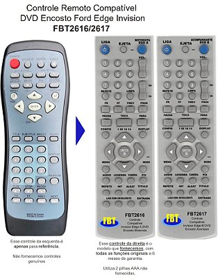 Controle Compatível para DVD Encosto Ford Edge Invision - FBT2616/2617