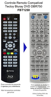 Controle Remoto Compatível para Bluray TecToy DBR750 FBT1250
